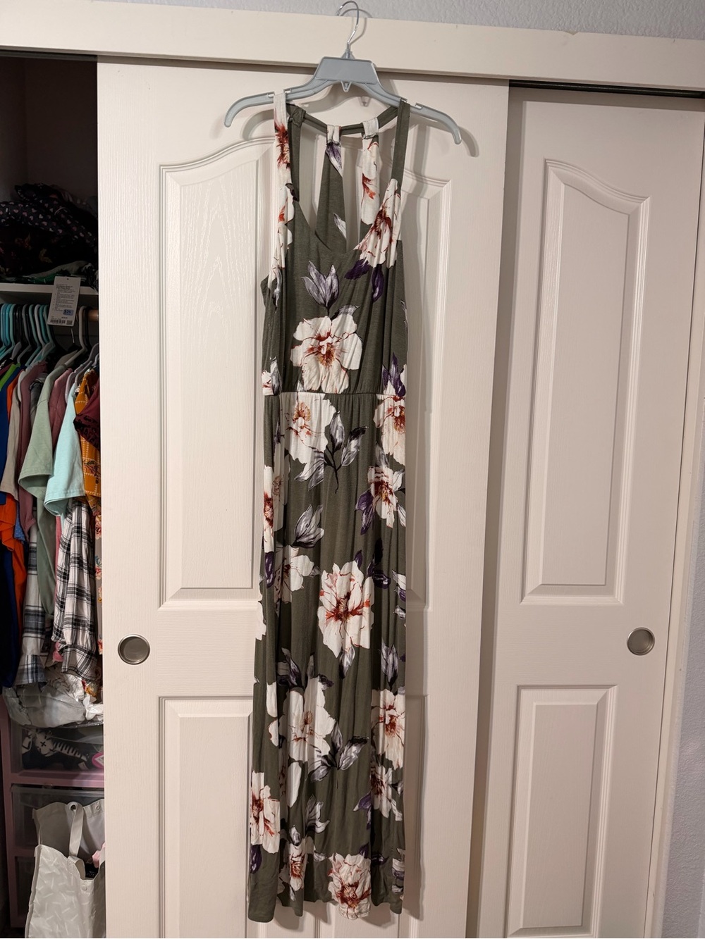 Size S Olive Green Floral Maxi Dress